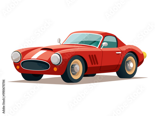 Vintage sports car rendered on white studio background