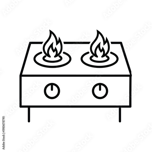 A stove with two lit burners Vector
