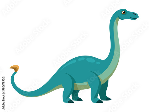 Cartoon brontosaurus standing on plain white background
