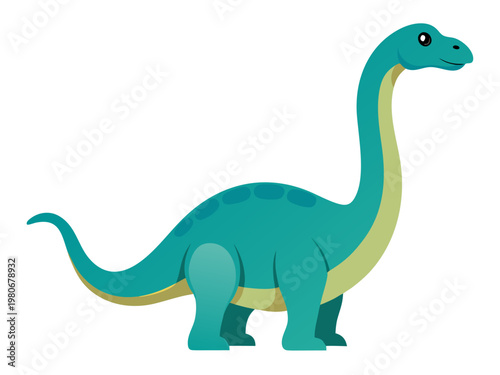 Cartoon brontosaurus standing on plain white background