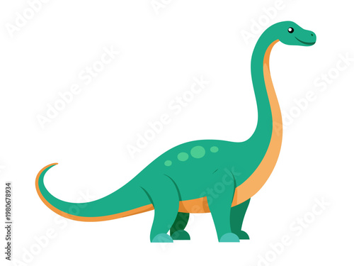 Green orange belly cartoon dinosaur posing on white background