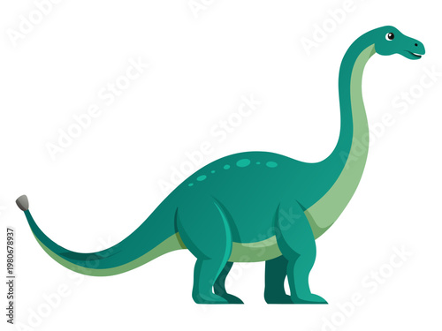 Cartoon brontosaurus standing on plain white background