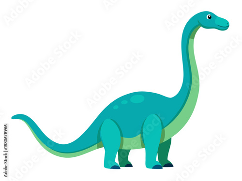 Cartoon brontosaurus standing on plain white background