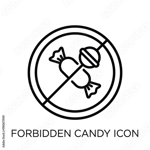 A black line drawing of a candy prohibition sign Vector