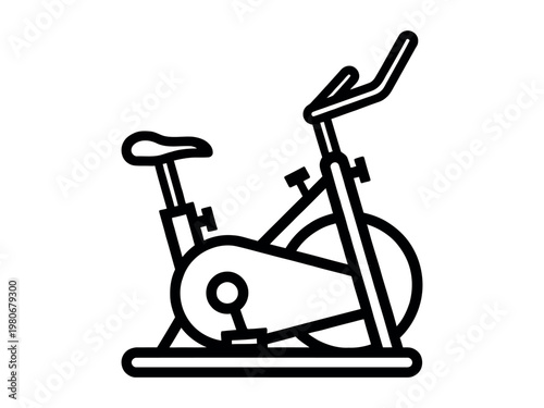 Outline illustration of a stationary exercise bike with indoor cycling home gym weight loss physical activity spinning bike stationary bicycle training equipment spinning endurance exercise