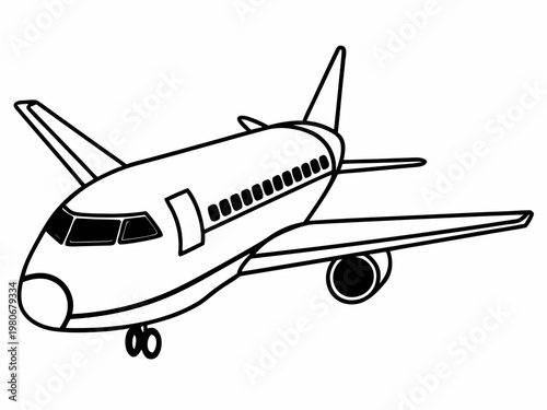 Regional airplane approaching with landing gear down illustration