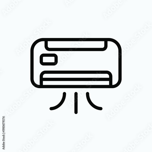 A black line drawing of an air conditioner Vector