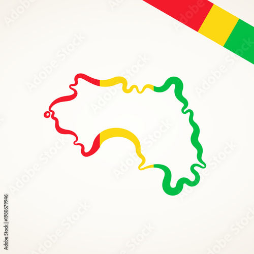 Outline map of Guinea marked in flag colors