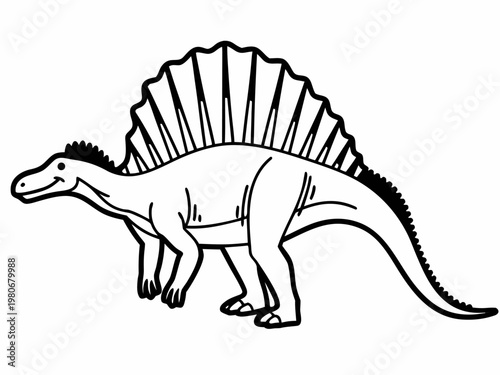 Dinosaur outline standing in isolated white background