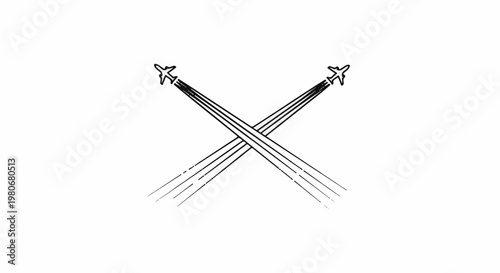 Two airplanes leave trails that cross in a stylized X shape