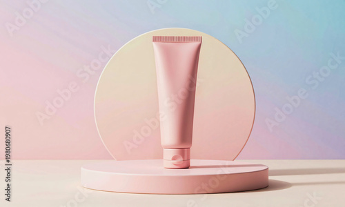 soft pastel gradient background with floating circular podium dreamy beauty product  Generative AI
