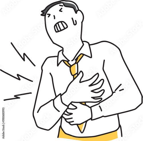 胸の痛みに苦しむビジネスマン