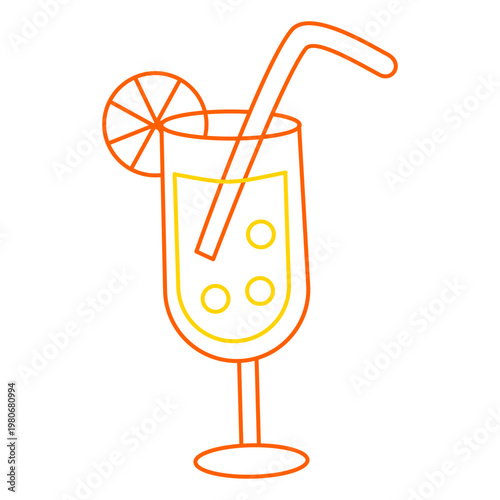 Summer cocktail drink outline
