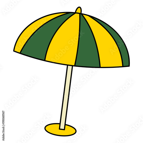Striped beach sun umbrella