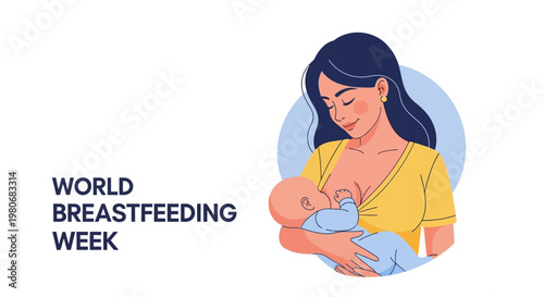 A loving mother breastfeeding her newborn baby illustration.