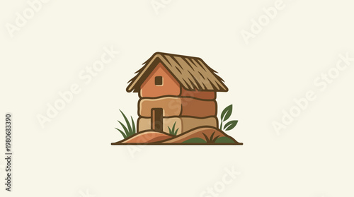 Simple Hand-Drawn House on a Mound