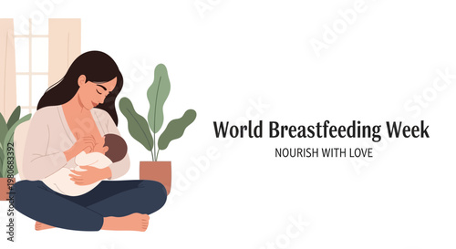 A mother tenderly breastfeeding her newborn baby in a cozy indoor setting.