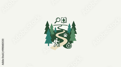 Minimalist Hiking and Exploration Icon Set