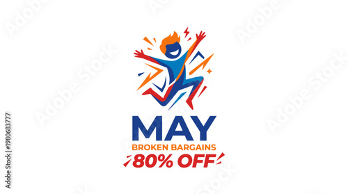 May Bargains Happy Person Jumping 80% Off Sale