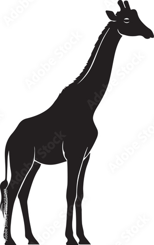 Elegant giraffe silhouette a striking black and white wildlife illustration