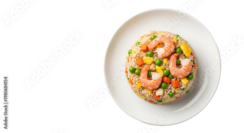 Colorful Shrimp Fried Rice Ball On White Plate