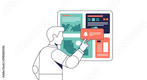 Man engages with mobile communication on social media platform