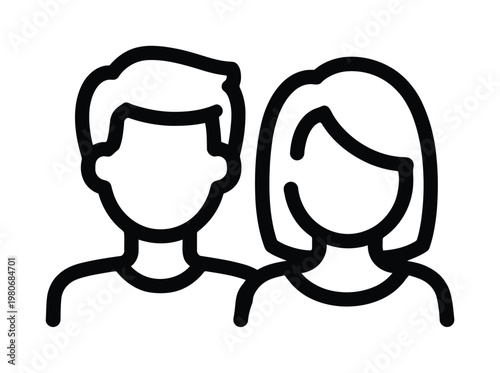 Vector of a man and woman side by side in a minimalist style