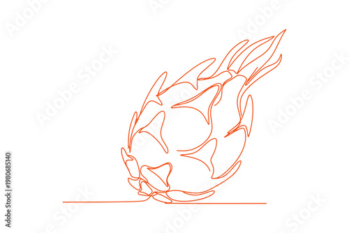 Dragon fruit illustrated as a continuous line drawing in clean vector style.