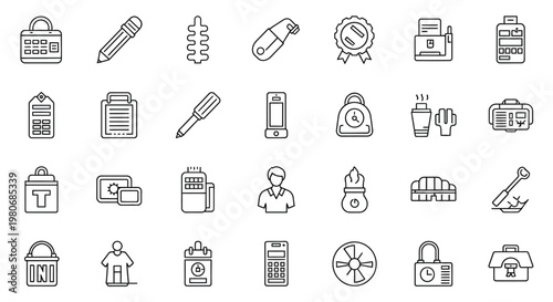 Vector icons showing various household appliances and objects Vector