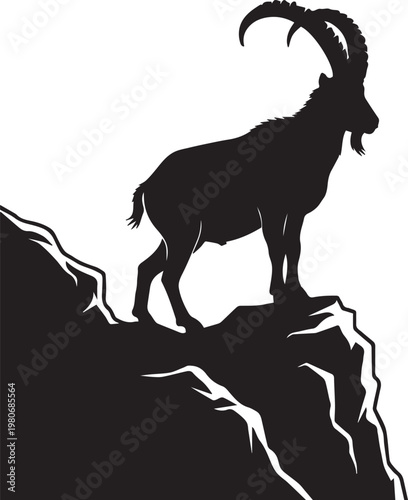 Majestic ibex silhouette a mountain goat standing proud on rocky terrain