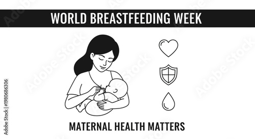 World Breastfeeding Week Concept Illustration with Mother and Infant.
