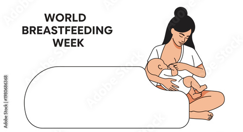 A young mother nursing her newborn baby during World Breastfeeding Week celebration.