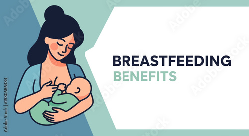 Illustration of a mother breastfeeding her newborn baby.