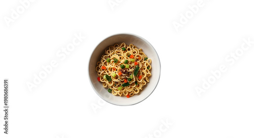 Bowl of Noodles with Vegetables on Transparent Background