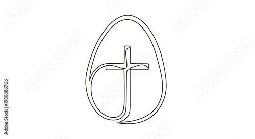 Cross inside a teardrop shape symbol.