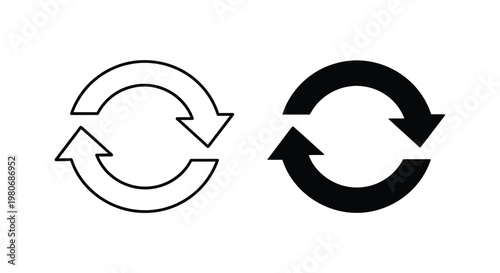Minimalist vector graphic set featuring two simple circular arrow icons for refreshing or loading web pages