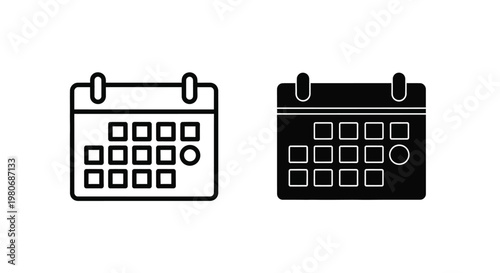 Professional vector illustration of two simple calendar icons for business planning and time management office tasks