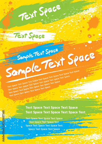 Yellow base with orange and light green paint applied to the background - vertical format