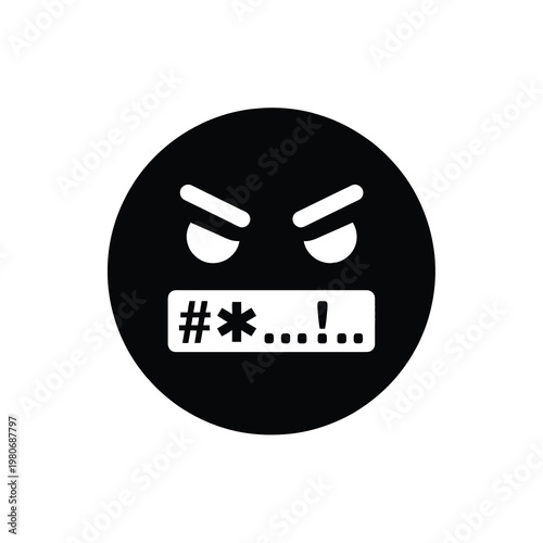 Vector of an angry face with censored profanity in the mouth
