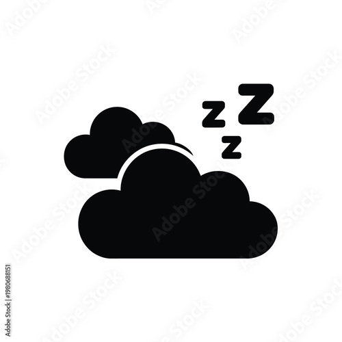 Vector of a moon peeking from behind a cloud with sleep symbols floating nearby