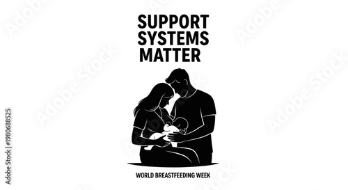 Support systems matter conceptual illustration for World Breastfeeding Week.