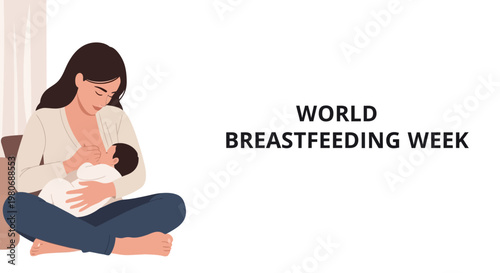 A mother breastfeeding her newborn baby during World Breastfeeding Week celebration.