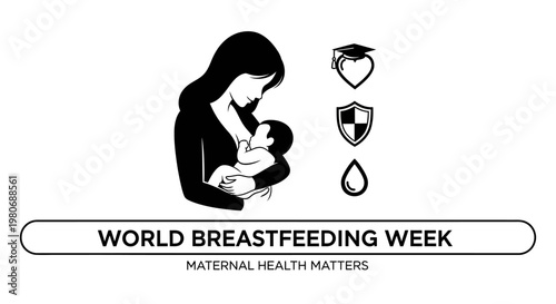 World Breastfeeding Week graphic with mother and baby silhouette.