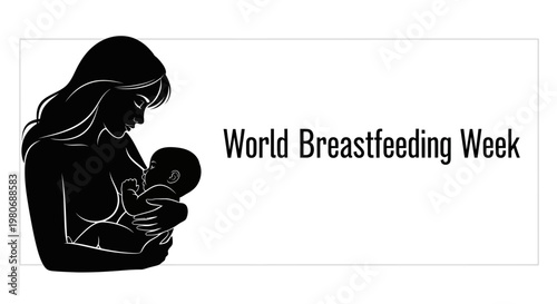 Silhouette of a mother breastfeeding her newborn baby for World Breastfeeding Week.