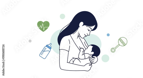 A mother breastfeeding her newborn baby with gentle care.