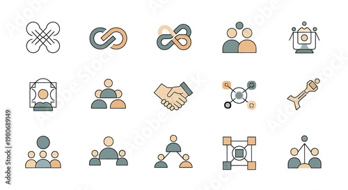 Business people teamwork collaboration icons.