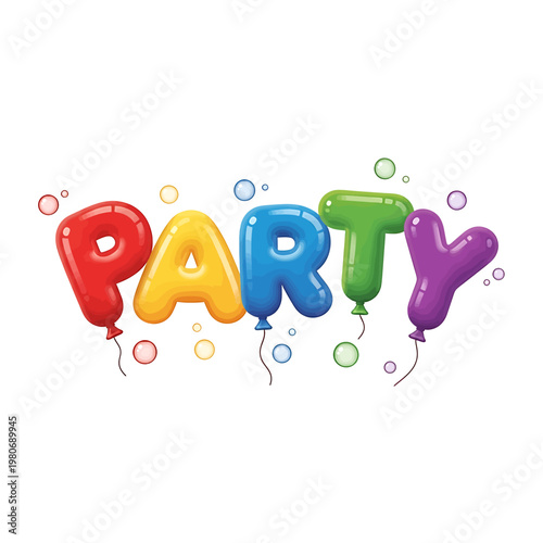 Colorful Party Balloons in Letters 1.