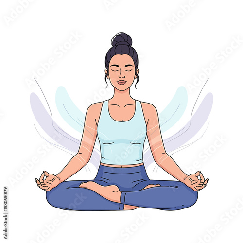 Woman in yoga meditation pose sitting 3.