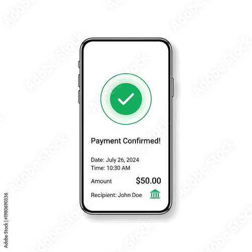 Mobile phone payment confirmation screen.