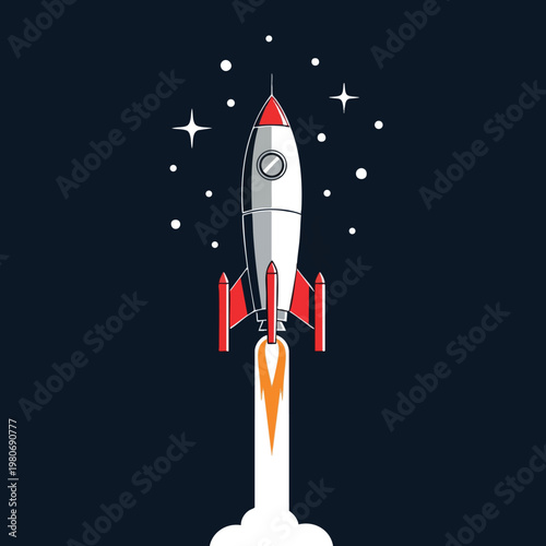 Modern Rocket Launch Illustration for Space Exploration and Technology Concepts